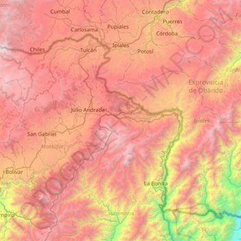 Ipiales topographic map, elevation, terrain
