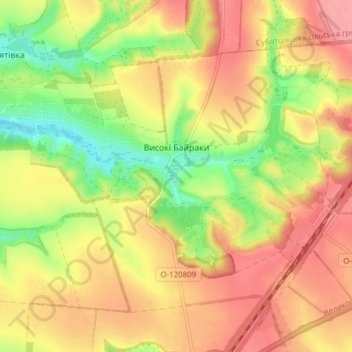 Vysoki Bairaky topographic map, elevation, terrain