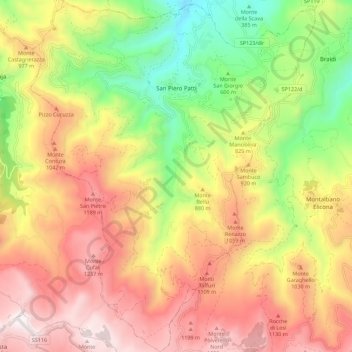 San Piero Patti topographic map, elevation, terrain