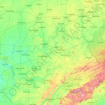 Kentucky topographic map, elevation, terrain