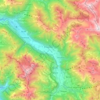 Unione Centro Valsassina e della Grigna Settentrionale topographic map, elevation, terrain