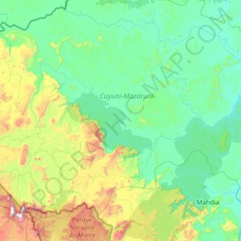 Mazaruni River topographic map, elevation, terrain
