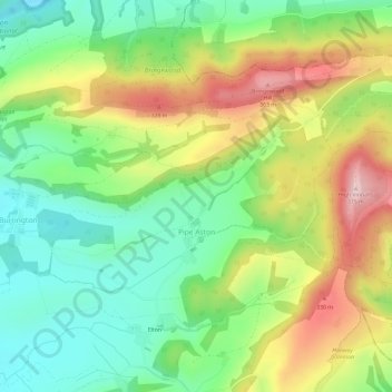 Pipe Aston topographic map, elevation, terrain