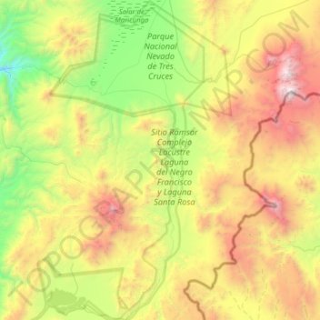 Parque Nacional Nevado de Tres Cruces topographic map, elevation, terrain