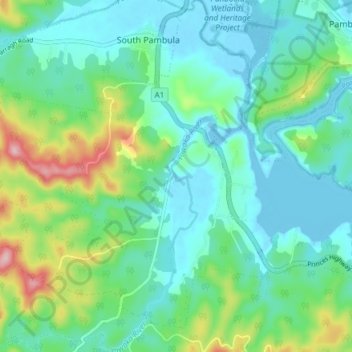 Greigs Flat topographic map, elevation, terrain