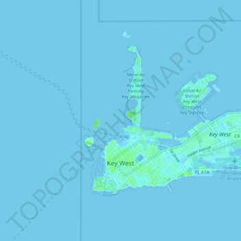 Key West topographic map, elevation, terrain