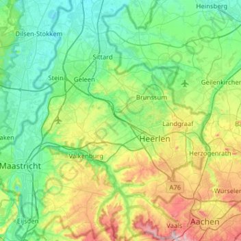 Veiligheidsregio Zuid-Limburg topographic map, elevation, terrain