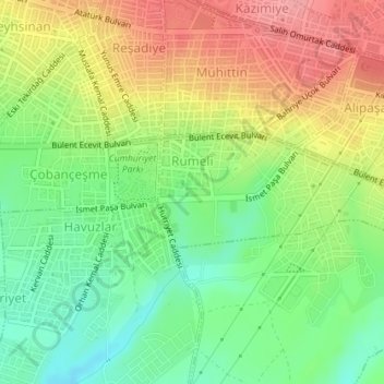 Rumeli Mahallesi topographic map, elevation, terrain