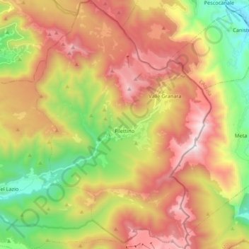Filettino topographic map, elevation, terrain
