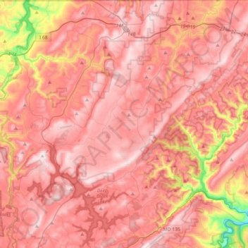 Savage River State Forest topographic map, elevation, terrain