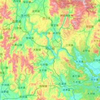 Yangshan County topographic map, elevation, terrain