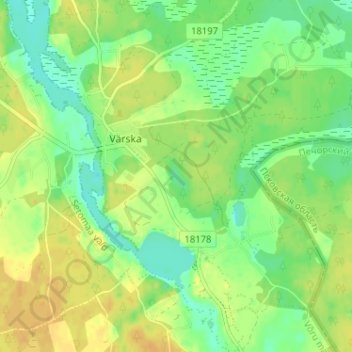 Värska alevik topographic map, elevation, terrain
