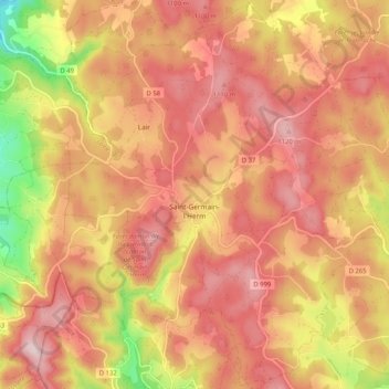 Saint-Germain-l'Herm topographic map, elevation, terrain