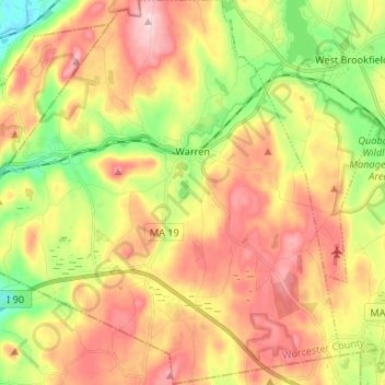 Warren topographic map, elevation, terrain