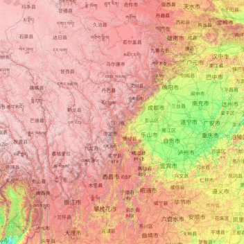 Sichuan topographic map, elevation, terrain