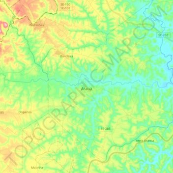 Arauá topographic map, elevation, terrain