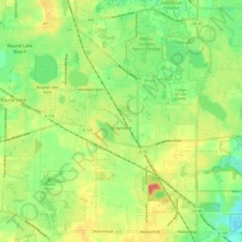 Grayslake topographic map, elevation, terrain