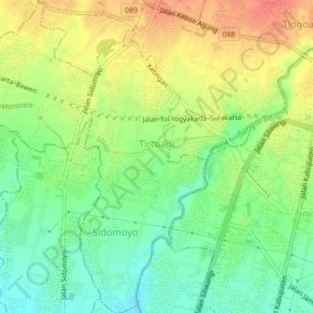 Tirtoadi topographic map, elevation, terrain