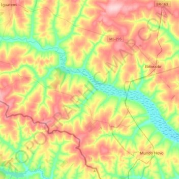 Japorã topographic map, elevation, terrain