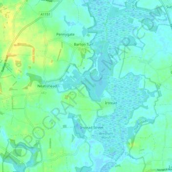 Barton Turf topographic map, elevation, terrain