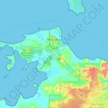 Nhulunbuy topographic map, elevation, terrain