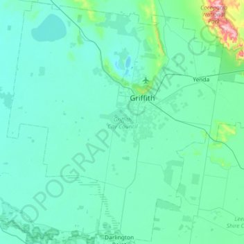 Griffith City Council topographic map, elevation, terrain