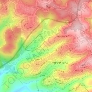 Beitar Ilit topographic map, elevation, terrain