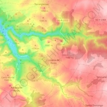 Losana de Pirón topographic map, elevation, terrain