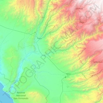 Zona de Reserva Arqueológica de Linhas de Nasca e Geoglifos topographic map, elevation, terrain