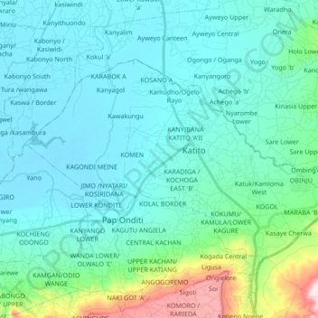 North Nyakach ward topographic map, elevation, terrain