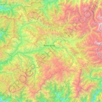 Jumla topographic map, elevation, terrain