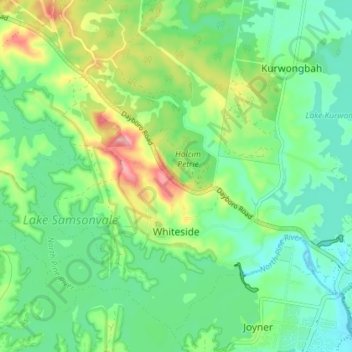 Whiteside topographic map, elevation, terrain