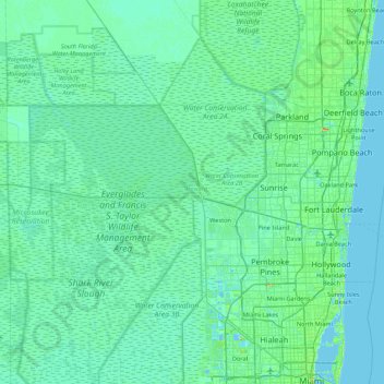 Broward County topographic map, elevation, terrain