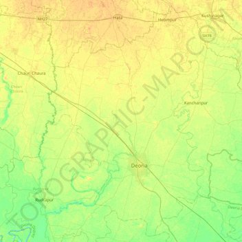 Deoria topographic map, elevation, terrain