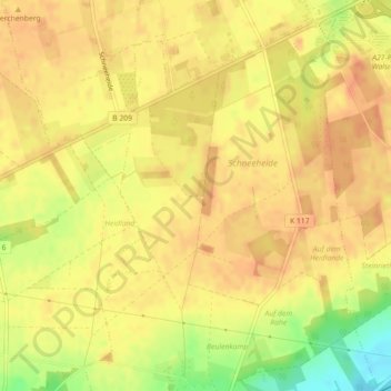 Lower Saxony topographic map, elevation, terrain