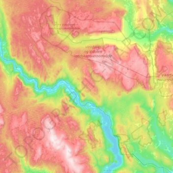Buskerud topographic map, elevation, terrain