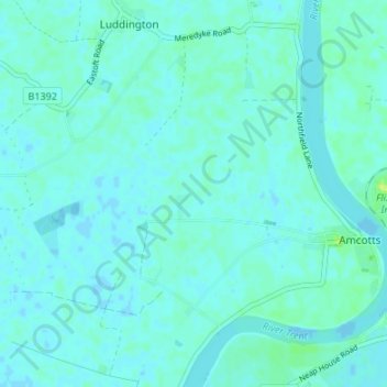 Amcotts topographic map, elevation, terrain