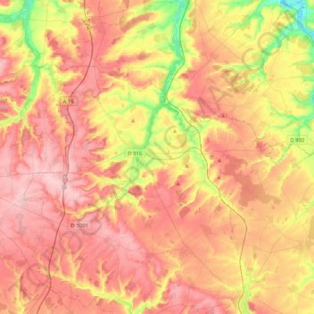 Hauts-de-France topographic map, elevation, terrain