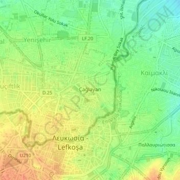 Çağlayan Mahallesi topographic map, elevation, terrain