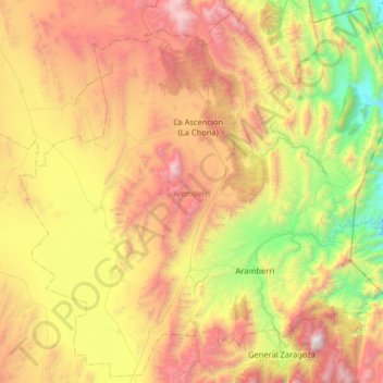 Aramberri topographic map, elevation, terrain