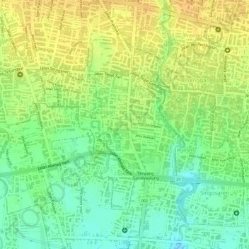 Giwangan topographic map, elevation, terrain