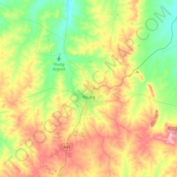 Young topographic map, elevation, terrain