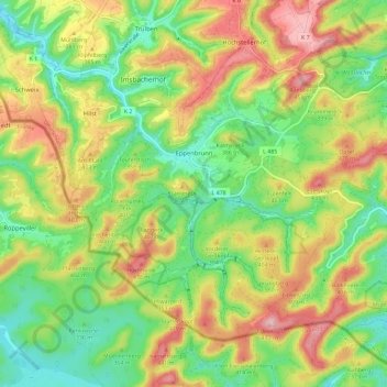Eppenbrunn topographic map, elevation, terrain