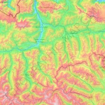 Sankt Johann im Pongau topographic map, elevation, terrain