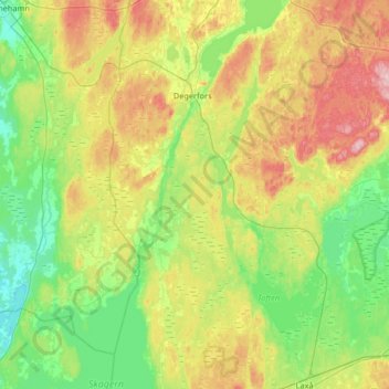 Degerfors kommun topographic map, elevation, terrain