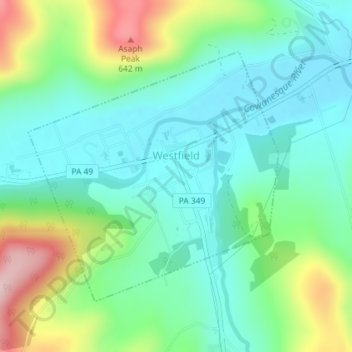 Westfield topographic map, elevation, terrain