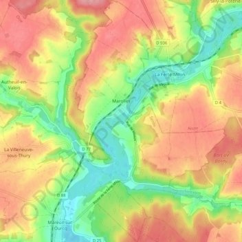 Marolles topographic map, elevation, terrain