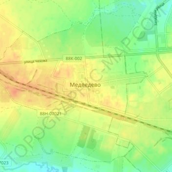 Медведево topographic map, elevation, terrain