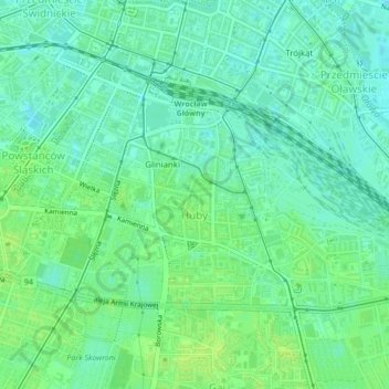 Huby topographic map, elevation, terrain