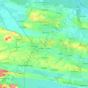 Kulykiv Settlement Hromada topographic map, elevation, terrain